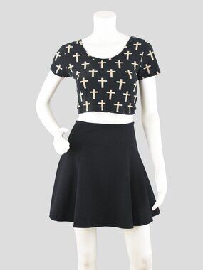 Gap Black A Line Mini Skirt Pleated Women's Small